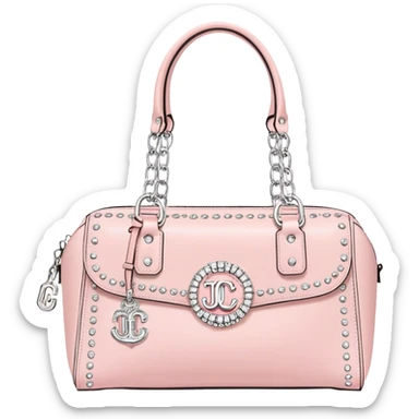 pale pink juicy couture purse with big JC on the front bling bling sticker