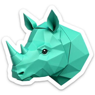 origami rhino head in color green mint rgb(168, 251, 211) sticker