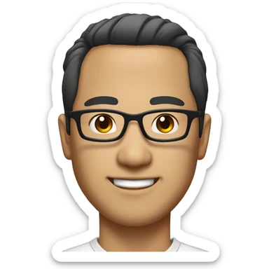 40 yo asian man with pony tail hair and glasses  sticker