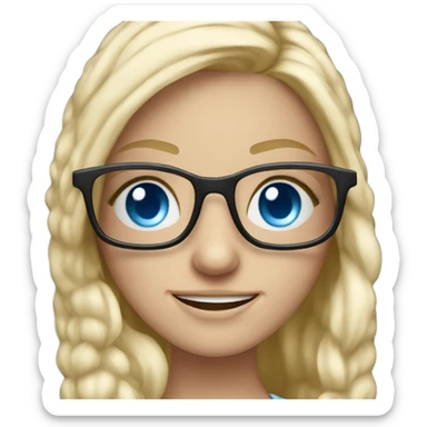 Realustic blonde girl with glasses smiling blue eyes taking pictures with a camera  sticker