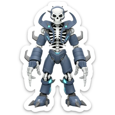 futuristic Skeleton-Cyborg-Manectric-Electrike-Salandit-Cubone-Umbreon-Marowak-Draco-Fakémon-hybrid-creature (full body), 4 legs sticker