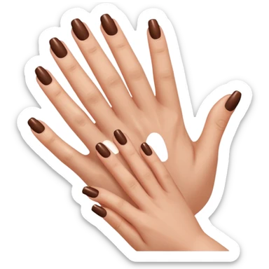brown nails on a hand with 5 finger, but a pretty and feminine hand, fingers should not be spread apart sticker