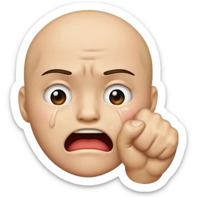 Crying emoji with 🤜 emoji over mouth sticker