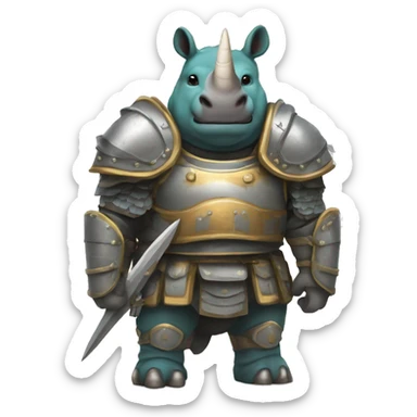 Un rhinocéros  portant une armure et son bataillon derrière lui sticker