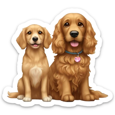 A golden retriever together with a brown cavapoo sticker