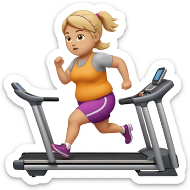 girl running on treadmill fat sticker