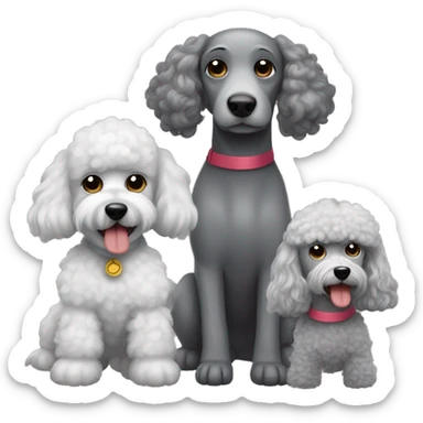 a grey dog with the race dwarf poodle and schizu sticker