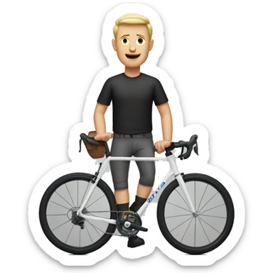  white man cycling in trousers and t shirt on a flat handle bar bike   sticker