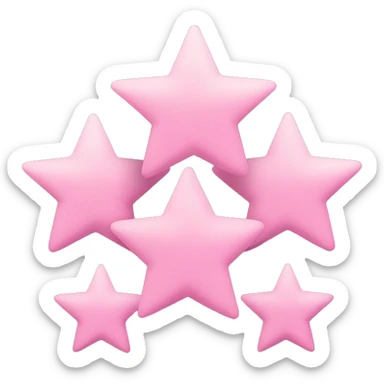 Three small pink , five-pointed stars grouped together. The stars have a slightly elongated shape, giving them a twinkling effect. They vary in size, with the largest star in the center and two smaller stars on either side.  sticker