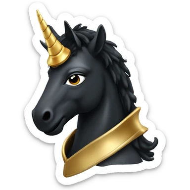 Black Unicorn with a golden horn and wearing a hoodie  sticker