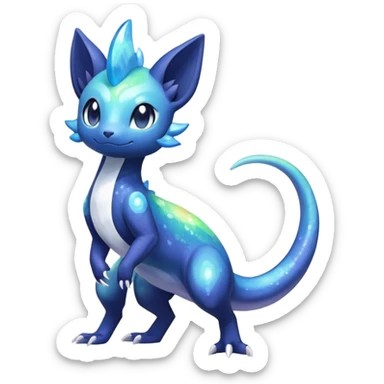 Rainbow crystal mix Shiny pastel Nebulae Salandit-Meowstic-Noibat-Fakémon-hybrid-creature (full body)  sticker