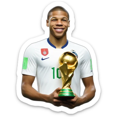 Mbappe entrain de soulever la coupe du monde et l euro en même temps sticker