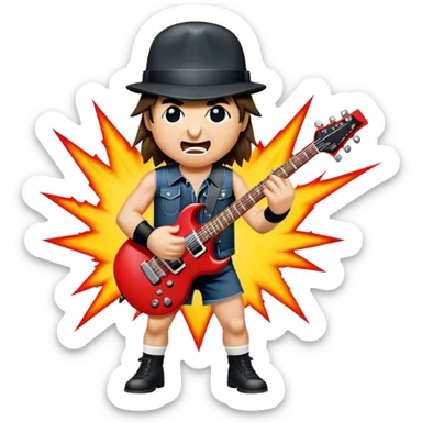 Cinematic Realistic AC/DC Pop Culture Emoji, showcasing an electrifying portrayal inspired by the legendary rock band rendered with vivid textures and energetic lighting. sticker