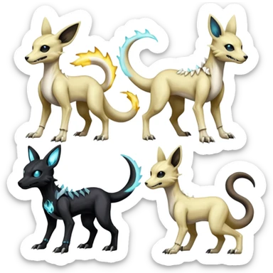 Elemental Skeletal-Manectric-Electrike-Lucio-Cubone-Umbreon-Marowak-Draco-Fakémon-hybrid-creature (full body), 4 legs sticker