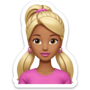 Brown skin blonde hair Barbie with hair in ponytail  sticker
