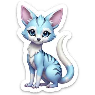 Iridescent pastel whitish pale bright cute adorable innocent precious Genet-Absol-Zeraora-Primagen-fusion-creature  sticker