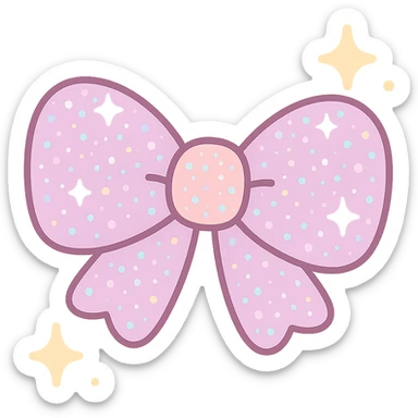 a glittery bow, sparkling and decorative, cute and eye-catching style sticker