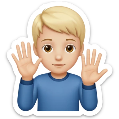 A kid holding a 6 on they left hand and 7 on right sticker