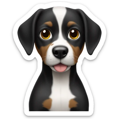 Perro pequines negro con pecho blablanco y un pedazito de lengua afuera sticker
