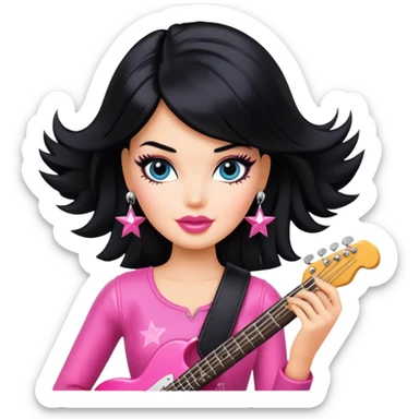 barbie rockstar   with black hair  sticker