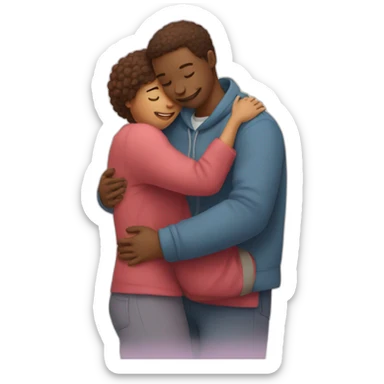 Human hug to heart sticker