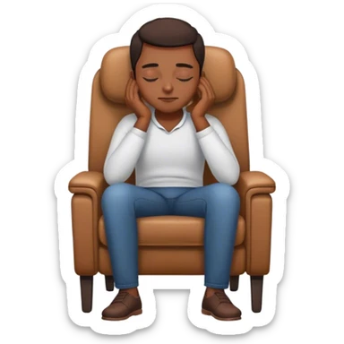 A person sitting in a chair, , hands resting on their lap, eyes closed. No distractions, no to-do lists—just a moment of stillness.  sticker