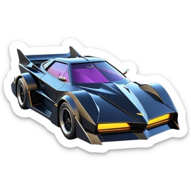  the animated series Batgirl’s aerodynamic opulent dark knight  futuristic concept loosely based on Toyota 1986 AE86 (flat long straight faceted mechanical body) winged stealthy street hot rod  sticker