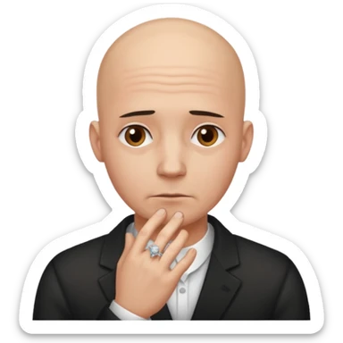 Bald headed man with engagement right sad crying  sticker