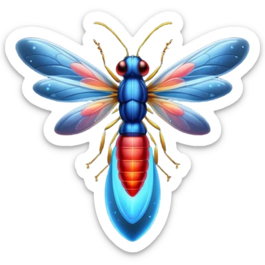 glitter red and blue firefly sticker