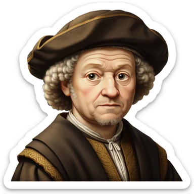 of-rembrandt,-shown-as-a-master-artist-with-deep,-introspective-eyes-and-richly-detailed-period-clothing,-rendered-with-dramatic-chiaroscuro-lighting-that-emphasizes-his-legacy sticker