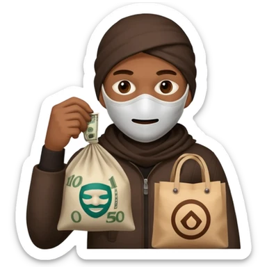 Ladrão com saco de dinheiro emoji eveito Mandela sticker
