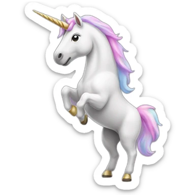 A unicorn standing on its two hind legs sticker