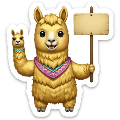 A small golden llama silhouette holding a sign in its teeth that says RAID sticker
