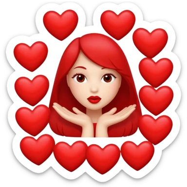 A bunch of hearts and kissy lips sticker