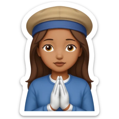 A BROWN MOTIVATIONAL woman WITH A CAP ON WITH PRAYING HANDS sticker