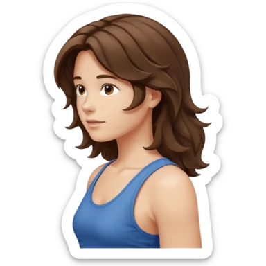 Medium length wavy Brown hair. Large boob tanktop. Side profile sticker