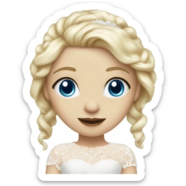Beautiful blond girl with blue eyes and lace wedding dress sticker