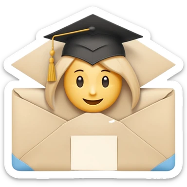 A simple emoji-style icon of a white manila envelope with subtle paper texture, clean edges, and a small graduation NUMBER  2022-photo on the front, graduation icon  sticker