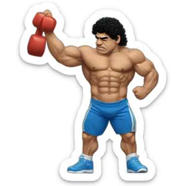 Diego Maradona doing bodybuilding sticker