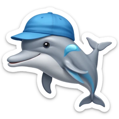 Dolphin emoji combination with a cap sticker