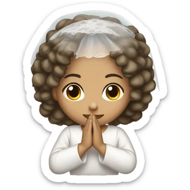 Light skin girl praying with lace white veil  sticker