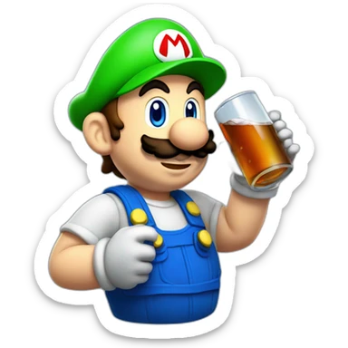 Mario plumber drinking alcohol sticker