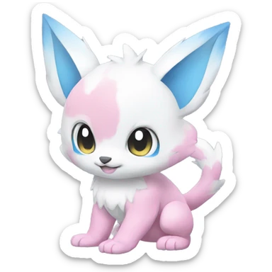 Cute cool white blue pink animal hybrid Fakemon full body sticker
