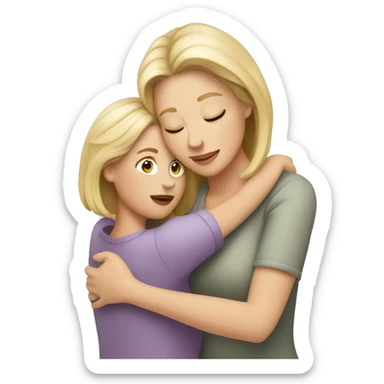 White mom hugging white adult daughter sticker