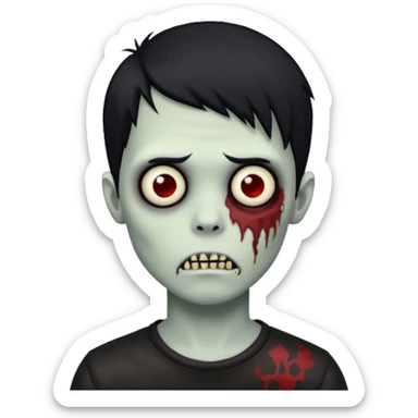 zombie boy emo with black hair  sticker