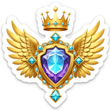 HUGE magic galactic nebula complex gemstone award-in-frame-decorated-with-big-golden-angel--wings and crown sticker