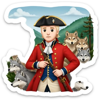 Loyalist Patrick Ferguson at the Revolutionary war Battle of Kings Mountain, with Wolves around him. sticker