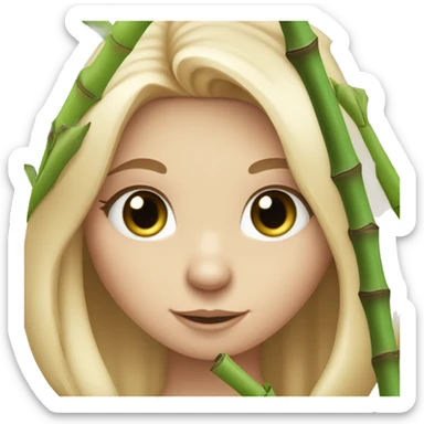 White Girl with blonde hair and green eyes and koala ears holding bamboo stick  sticker