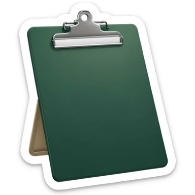 minimalistic dark green clipboard with light beige paper, no text, Apple emoji style sticker