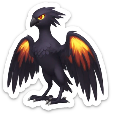 Fantasy legendary dark bird shadow-type-Phoenix Fakemon full body sticker
